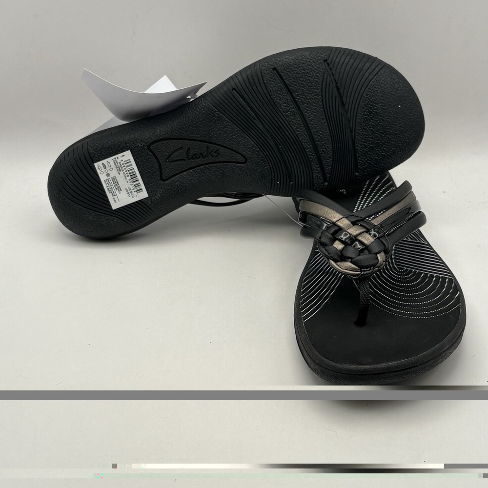 Clarks Women Cloud Steppers Breeze Coral Comfort Thong Sandals Black Size 9 M - Picture 7 of 8